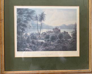 Close up of the antique engraving “Crux Bay” 18”w X 16”h.