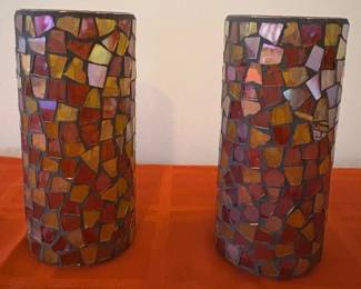 Fall colored mosaic candle holders/vases