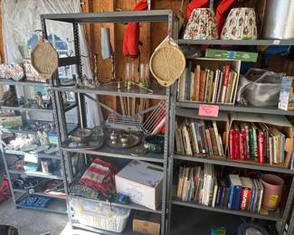 cookbooks, cookie molds, decor, curtains