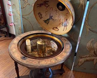 Here we have the antique globe liquor cabinet.  Of course, you don't have to keep liquor inside.  