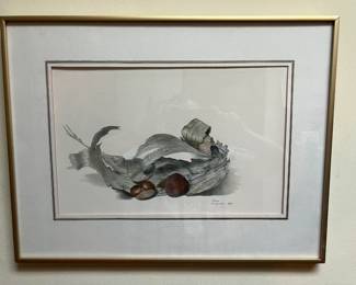 Yes, there are some framed artwork pieces in the sale.