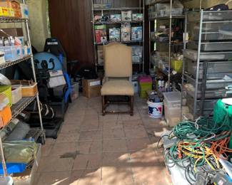 Here we show an overview of an outside area showing several shelves' worth of items.