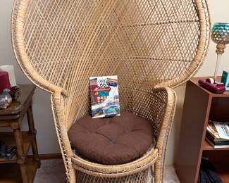 Large Wicker Chair with Pillow Seat
