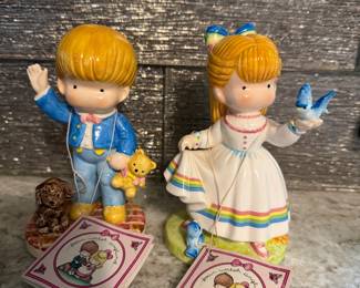 Ebeling & Reuss Rainbow Girl and Teddy bear Boy Figurine Set