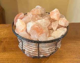 Lighted Basket of Salt Rocks-unknown if working