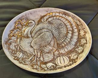 Large Hand Painted Turkey Platter 18x13
