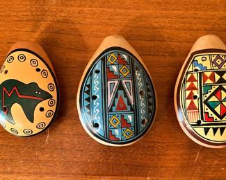 Set of Three Peruvian Clay Whistles
