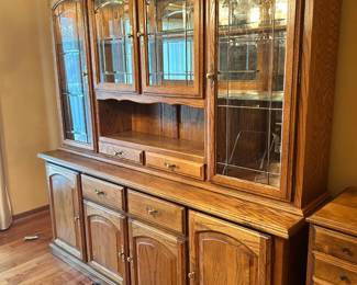 Oak China Cabinet 78"H x 76"W x 18"D