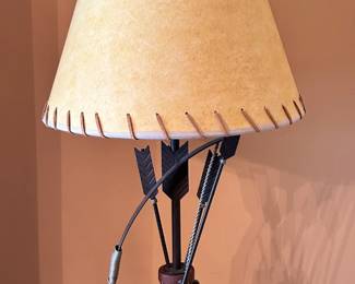 Bow & Arrow Lamp (Paper shade w/leather) 29"