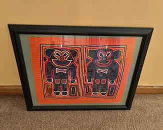 Panamanian Hand Stitched Framed Fabric Mola