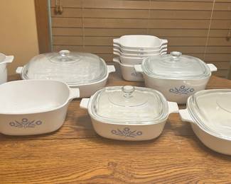 Large Set of Corelle Cornflower Dishes