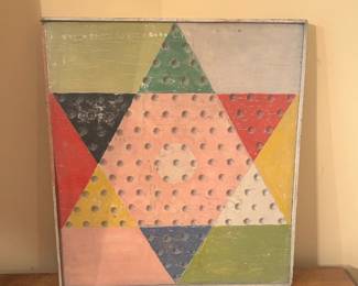 Vintage Wooden Chinese Checkers Board Wall Hanging 18.5"