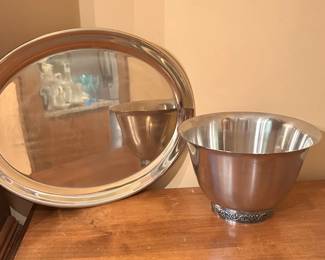 Large Stainless Steel Tray and Bowl