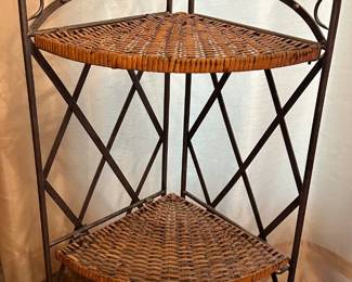 Rattan & Metal Foldable Corner Shelf