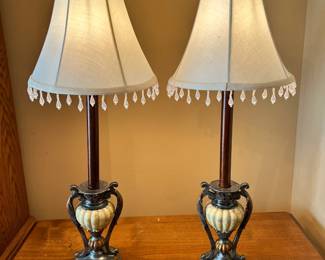 2 Faux Marble Lamps 13"
