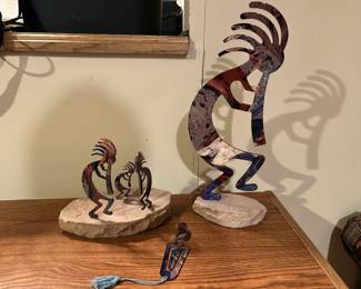Metal Kokopelli's On Rocks and a Bookmark
