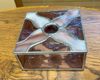 Vintage Slag Glass Trinket Box