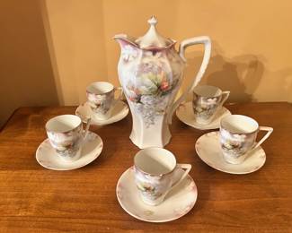 Vintage JSV Germany Chocolate Pot w/Cups & Saucers
