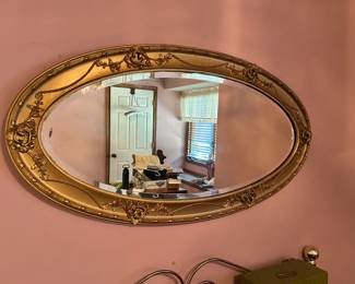 Vintage Heavy Beveled Oval Mirror 45x24