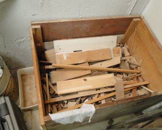 Bin of scrape wood, a treasure to some of those in the wood working community