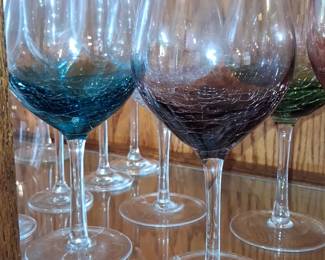 Pier Crackle Glass Wine Goblets