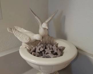 Ceramic Bird Bath Trinket Dish