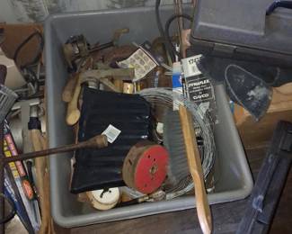 Assorted Vintage Hand Tools and Garage Hardware with Dayco VBelt