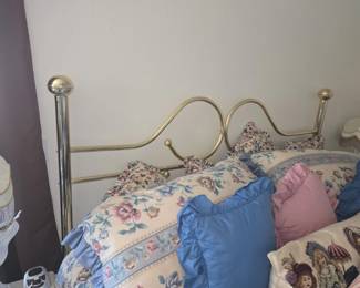 Vintage Brass Bed Frame with Heart Motif third image