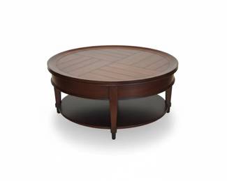 Traditional Round Coffee Table with Storage Shelf