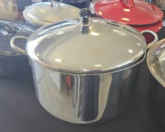 Vintage Stainless Steel Stock Pot with Black Knob second image