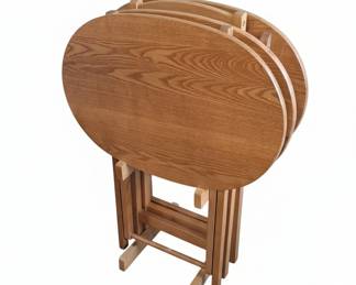 MidCentury Style Oval TV Tray Table Set