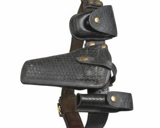 Bianchi Basketweave Leather Duty Belt and Holster Rig with Accessory Pouches