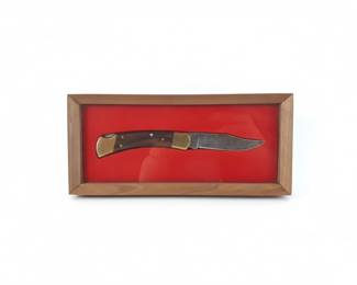 Buck Folding Hunter Knife with Custom Display Case William Danforth Purina Edition