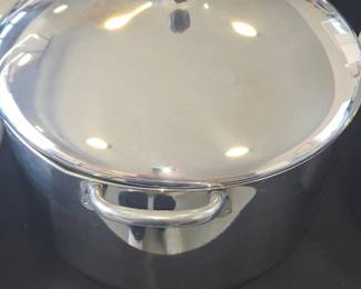 Vintage Stainless Steel Stock Pot with Black Knob