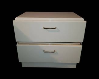 MidCentury Modern Style TwoDrawer Nightstand with BrassTone Drawer Pulls