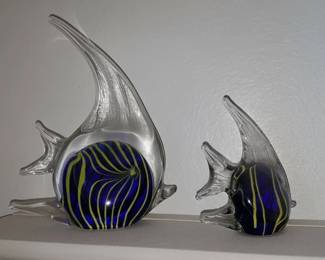 Murano Style Art Glass Angel Fish Figurines