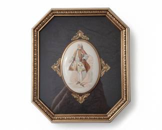 Vintage Octagonal Portrait Plaque in Ornate Gold Frame