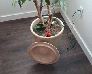 Artificial Ficus Tree in Stoneware Crock second image