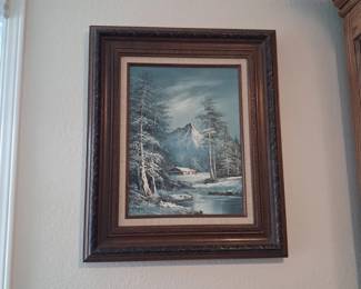 Winter Mountain Landscape Oil Painting by W. Ringer