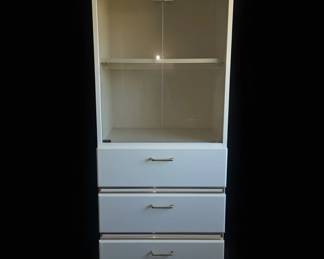 Vintage Cream and Brass Display Cabinet with Drawers