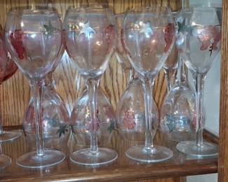 Vintage HandPainted Grape Motif Wine Glasses
