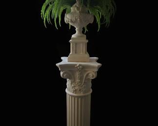 Neoclassical Style Pedestal and Cherub Urn Planter