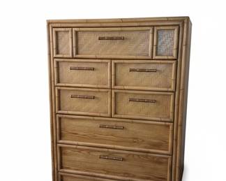 Lea Furniture Faux Bamboo Rattan Tall Chest of Drawers