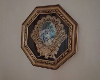 Victorian Framed Courting Scene Porcelain Plaque