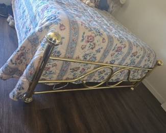 Vintage Brass Bed Frame with Heart Motif second image