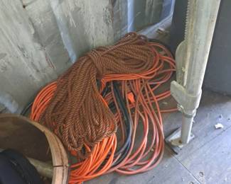 Assorted Used Extension Cords and Manila Rope