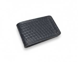 Basketweave Leather Money Clip with Belt Clip second image