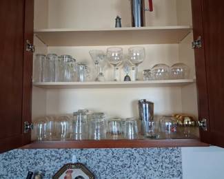 Assorted Barware Collection with San Francisco ers and Monogrammed Glasses