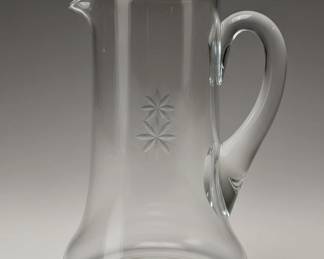 Fostoria Sunburst Etched Glass Pitcher