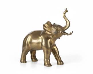Large Vintage Solid Brass Elephant Figurine, Made in Korea